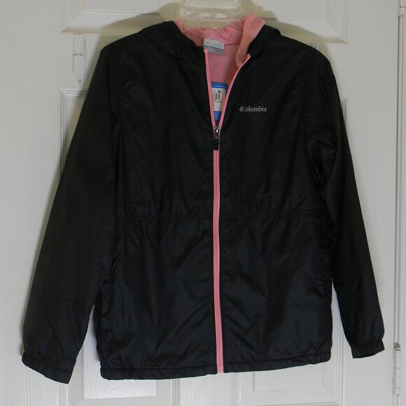 Columbia Center Ridge II Lined Windbreaker Youth L Black Jacket Hood Pockets NWT - Picture 1 of 4